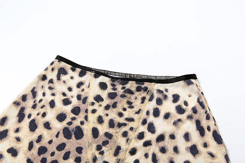 Women's Spring Leopard Print Slim Fitted Camisole and Casual Shorts Set 22