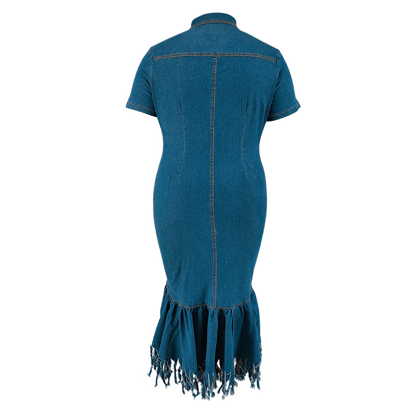 Elegant Plus Size Women's Denim Dress 8