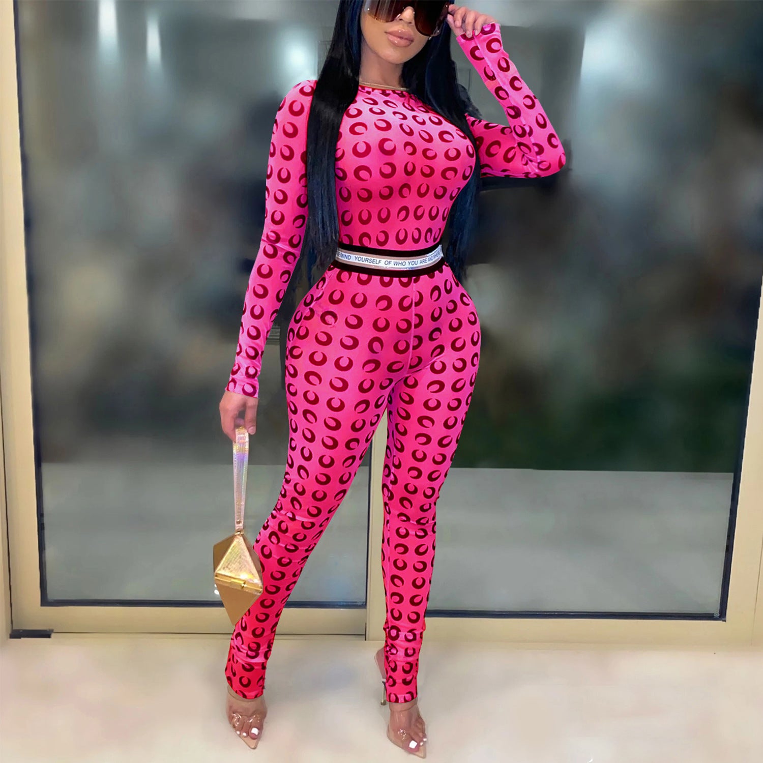 Fashionable And Sexy See-Through Mesh Nightclub Jumpsuit