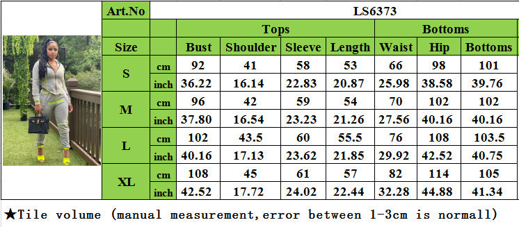 Women Casual Sports Zipper Hood Top and Pant Two-Piece Set 8