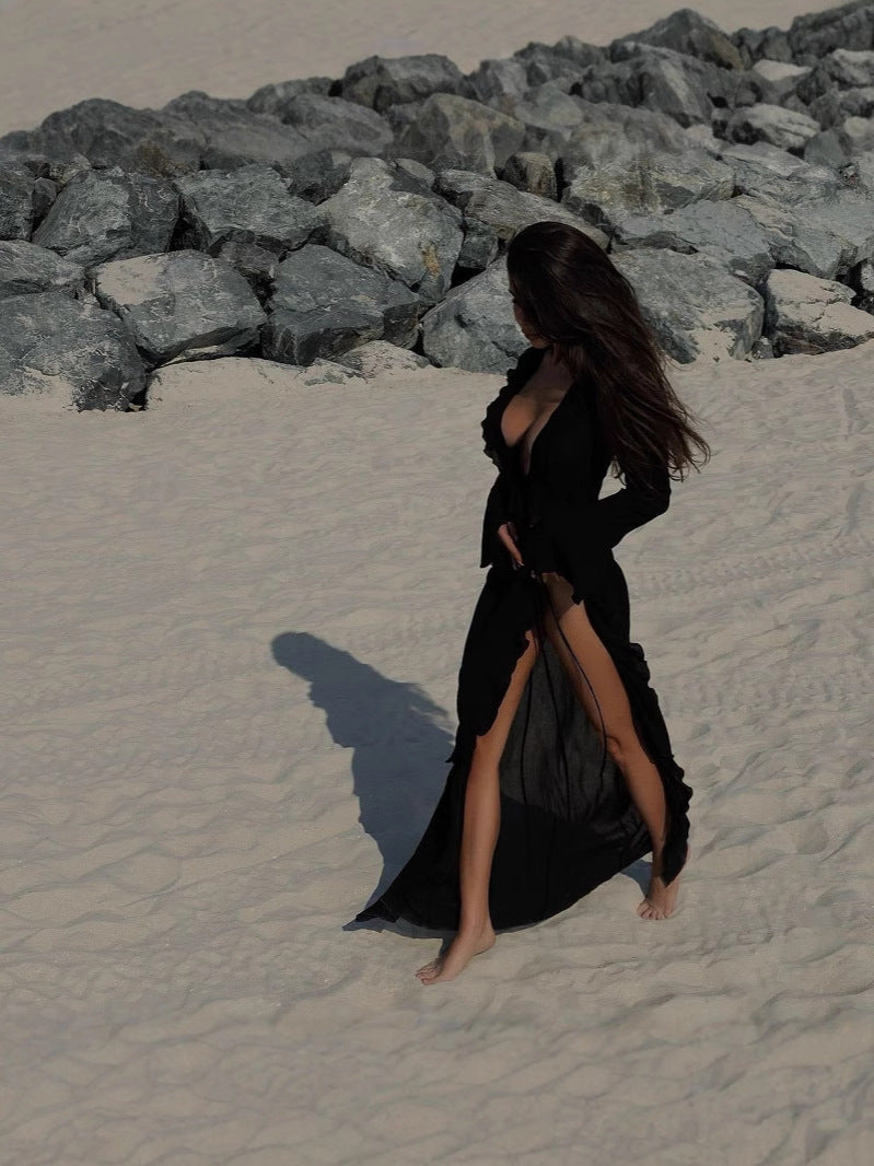 Spring Summer Long Sleeve Cardigan Beach Bikini Sun Protection Cover-up 15