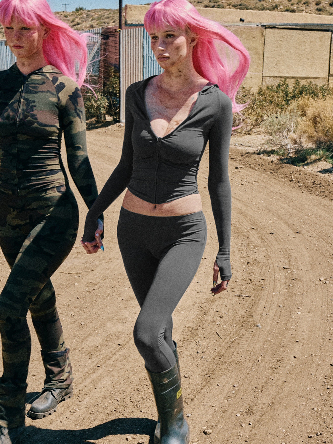 Women's Fashion Printed Hooded Zip-Up Jacket & Slim-Fit Casual Pants Set 7