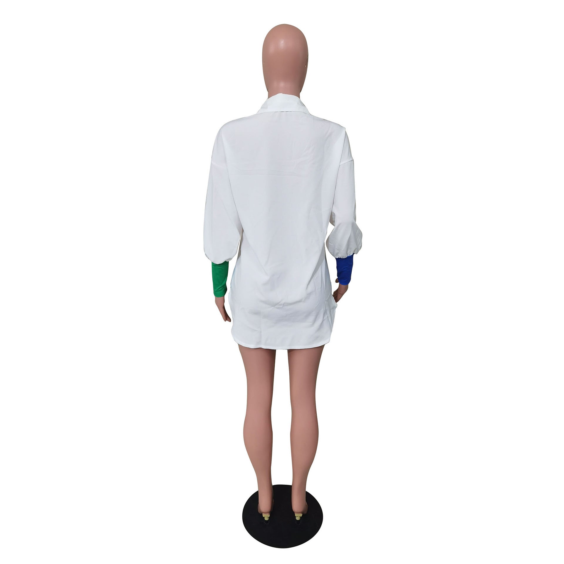 Women's Fashion Casual Patchwork Long Sleeve Multi-Color Button Letter Blouse 17