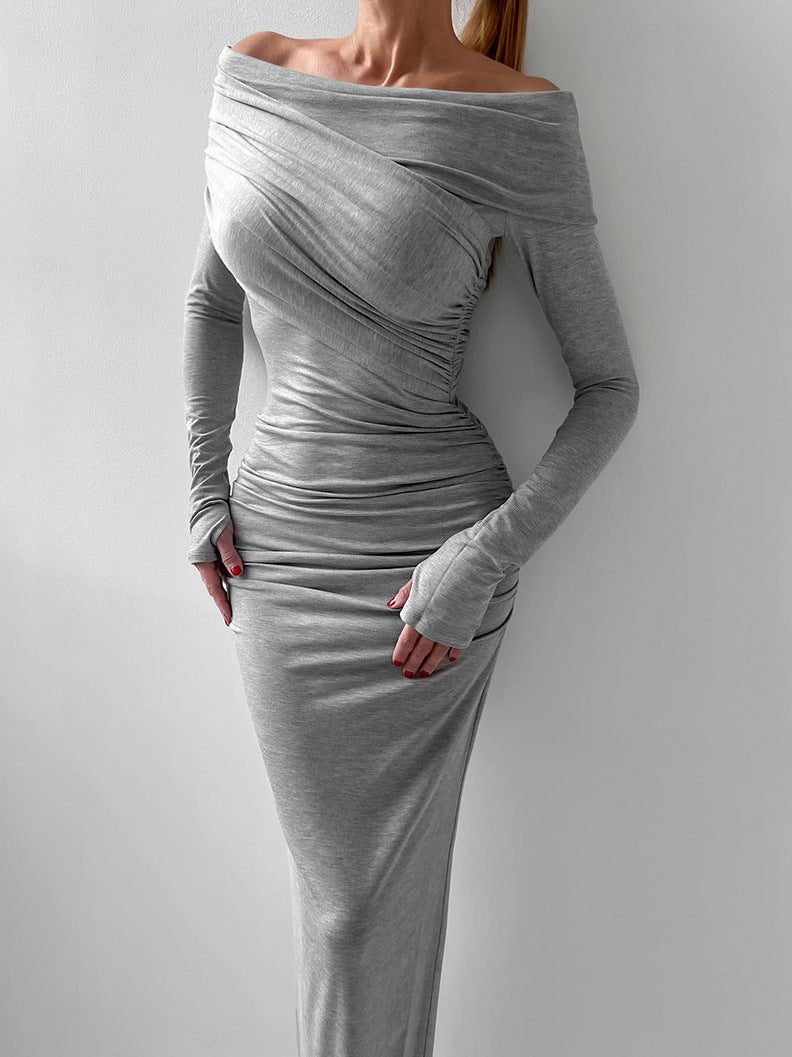 Women sexy knitting Off Shoulder Bodycon dress