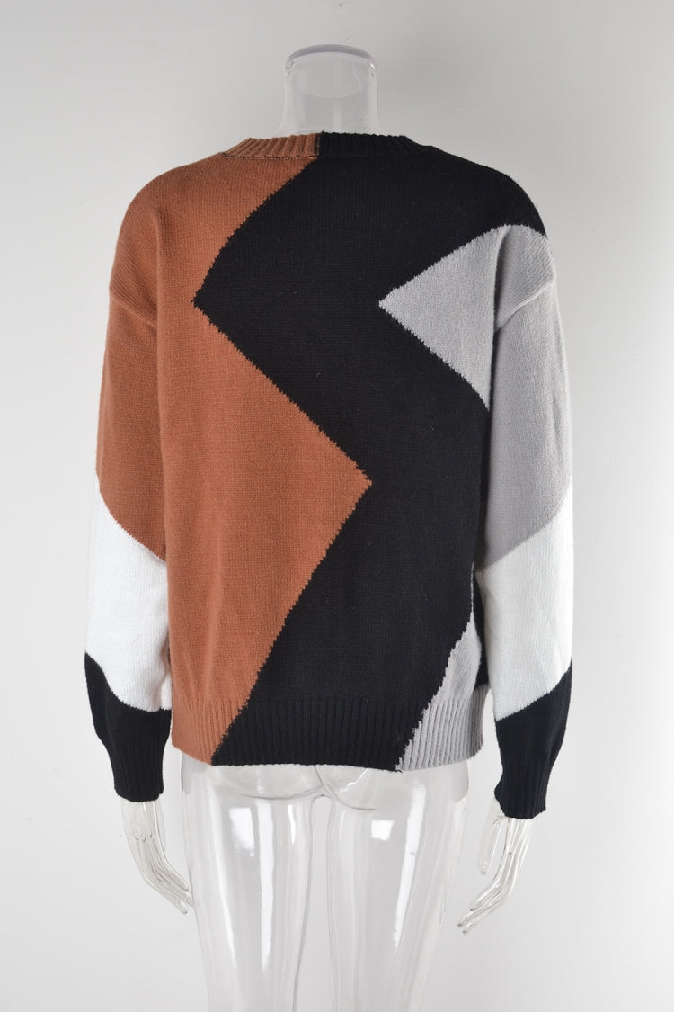 Winter Basic Diamond Pullover Sweater Long Sleeve Round Neck Hipster Plus Size Knitting Shirt 6