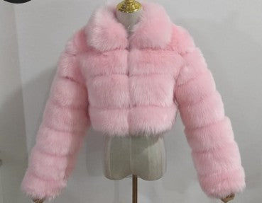 Long Sleeve Turndown Collar Faux Fur Women's Jacket 24