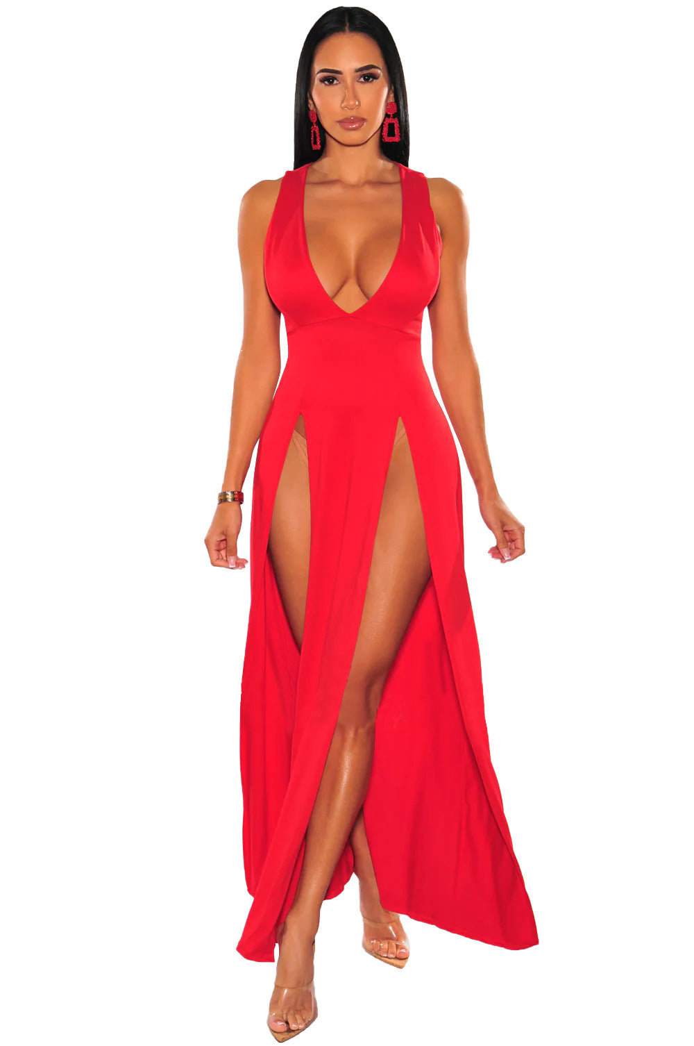 Summer deep v slit multicolor bandage nightclub dress 10