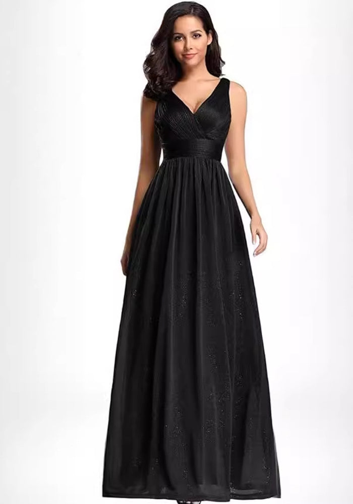 Elegant Sexy V-Neck Low Back Evening Dress Formal Party Gown（Processing time need 3-6 days）