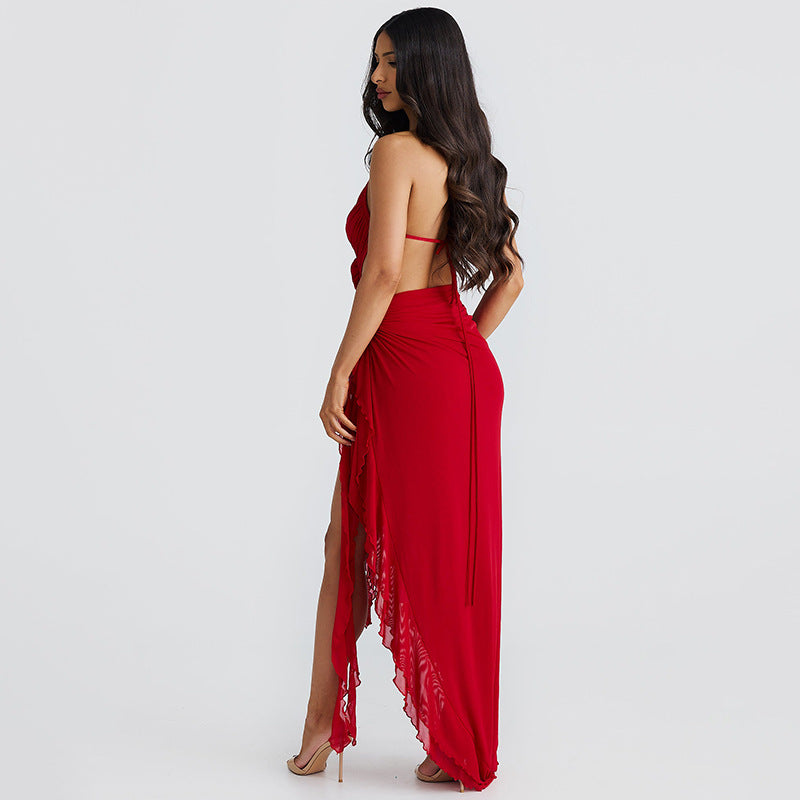 Women Fall Sexy Mesh Strapless Lace Dress 12