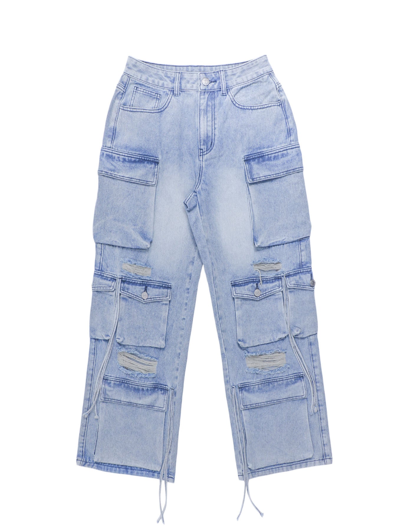 Women retro trend Cargo Denim Pants 6