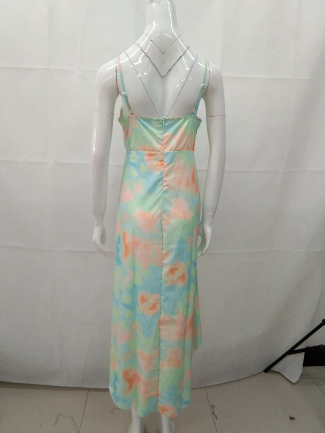 Women summer irregular tie-dye Backless suspender dress 7