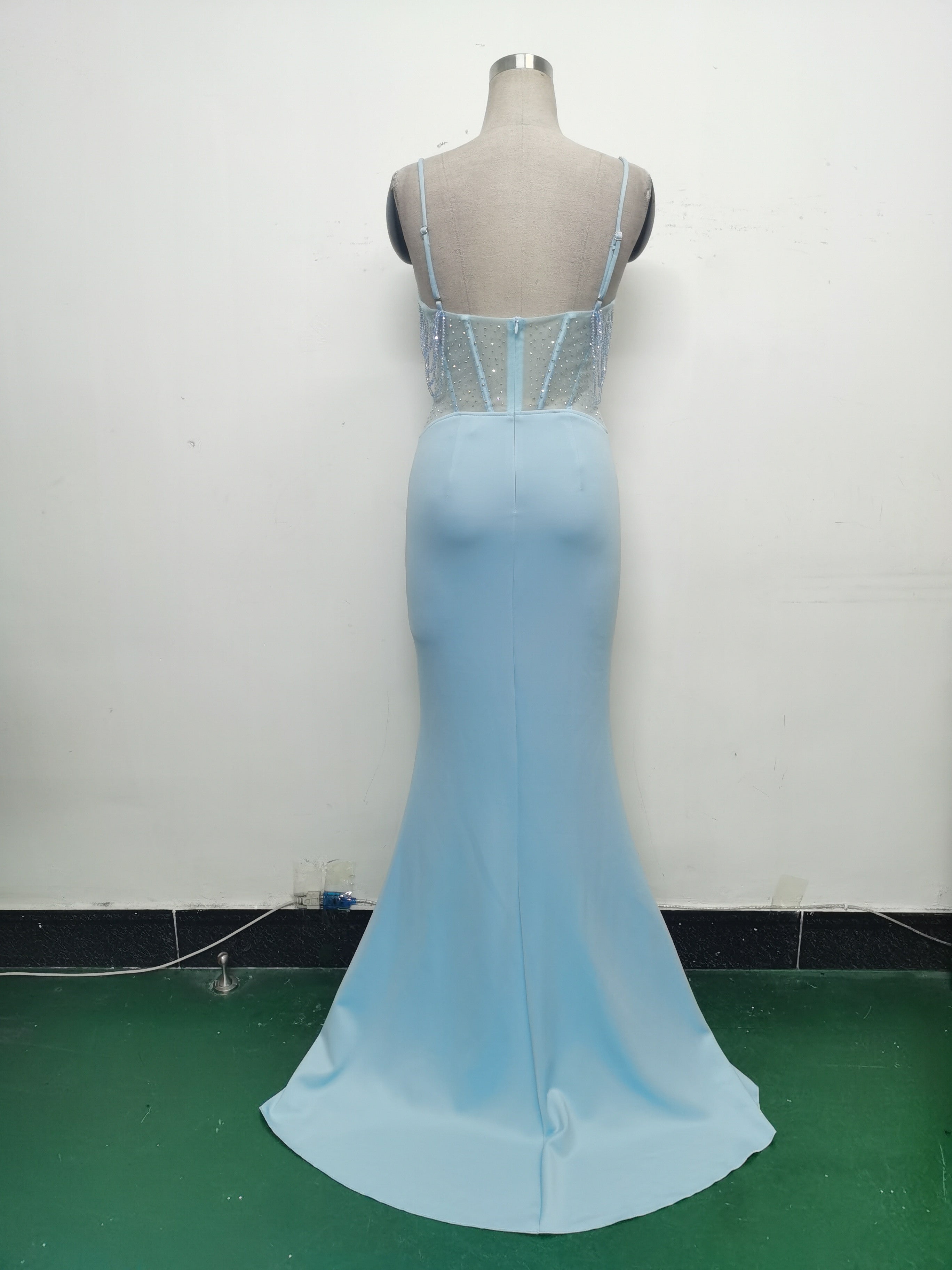 Gradient Sequins High Slit Slash Shoulder Sexy Evening Dress 28