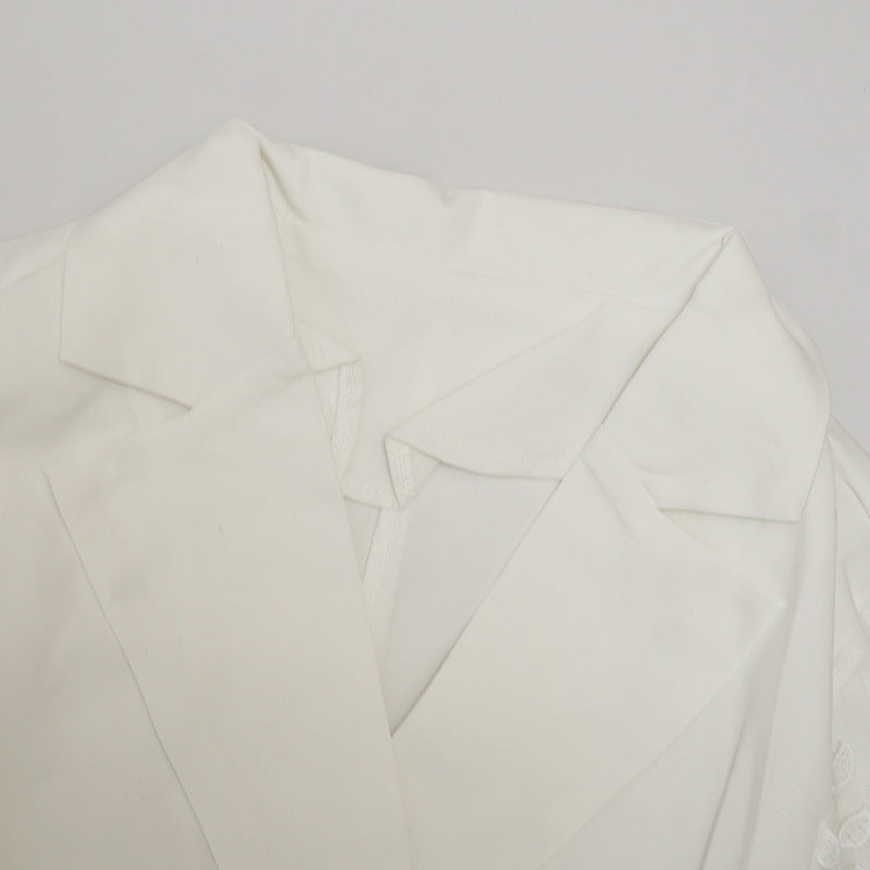 Women mesh lace Floral long-sleeved Top and Bell Bottom long pants two-piece set with belt 17