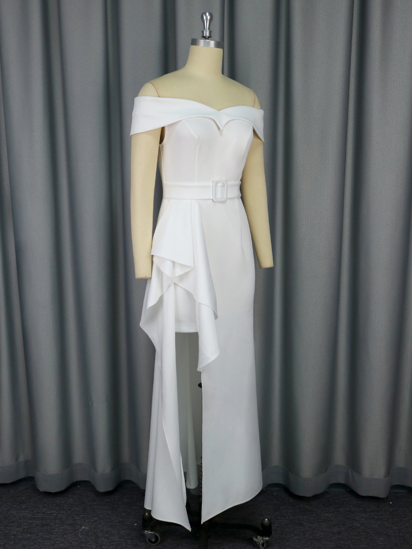 Sexy V-Neck Off-Shoulder Ruffle Slim Elegant Bridesmaid Dress 6