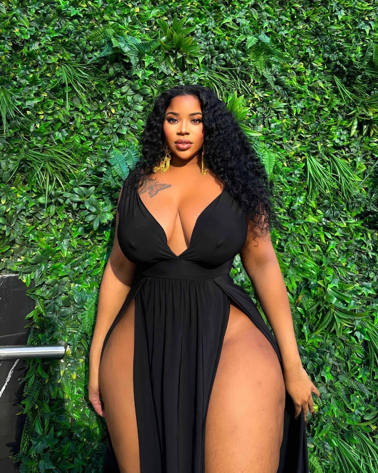 Plus Size Solid Color Sexy Dress Slit Maxi Dress