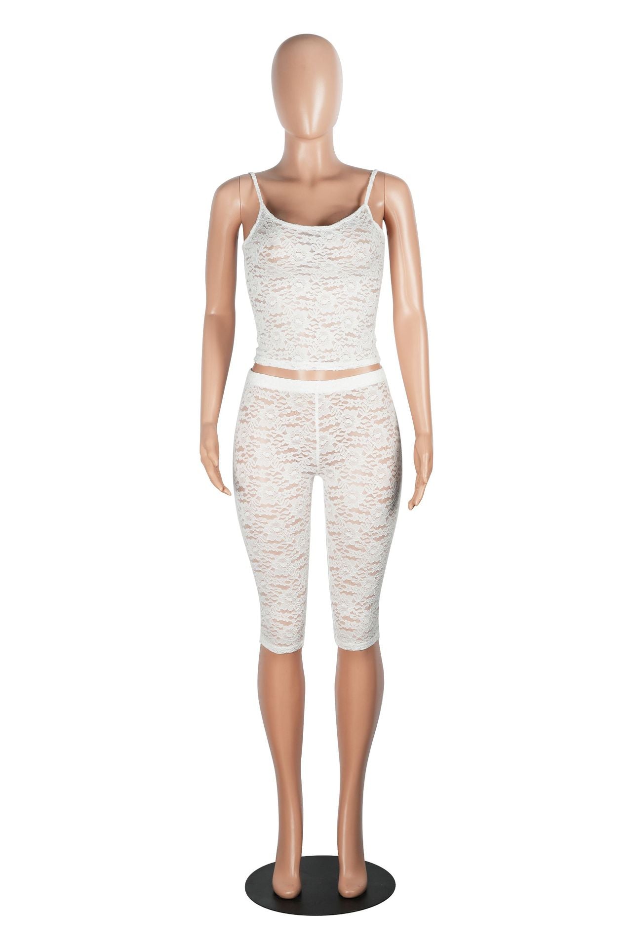 Women sexy sexy lace Top and cropped pants casual two-piece set 15