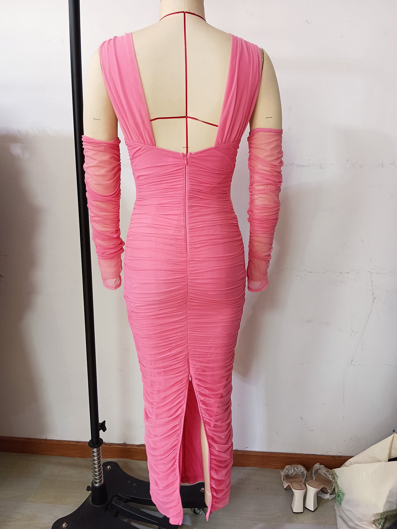 Women Pleated Slit Dress 8