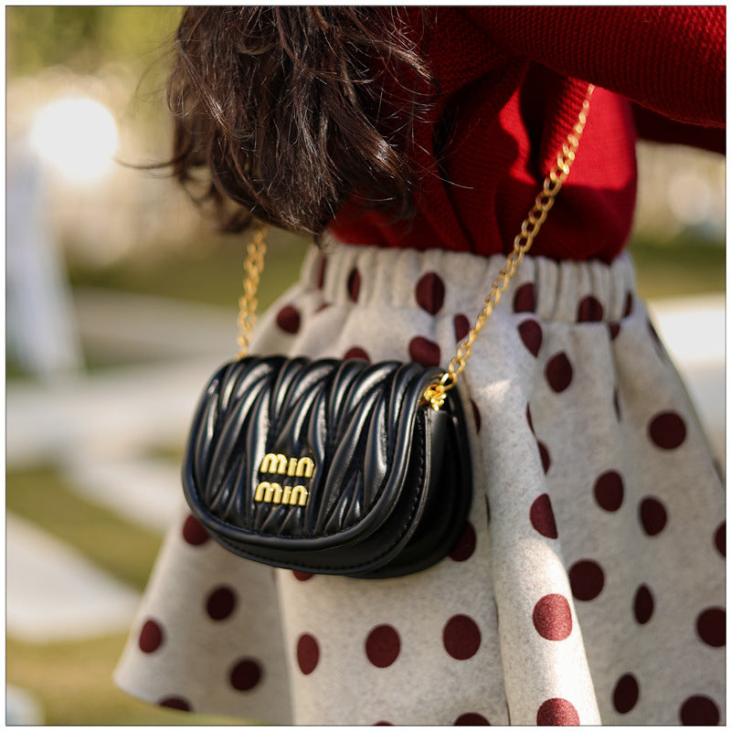 Women Mini Pleated Shell Bag Chain Bag Modern Crossbody Shoulder Bag 7
