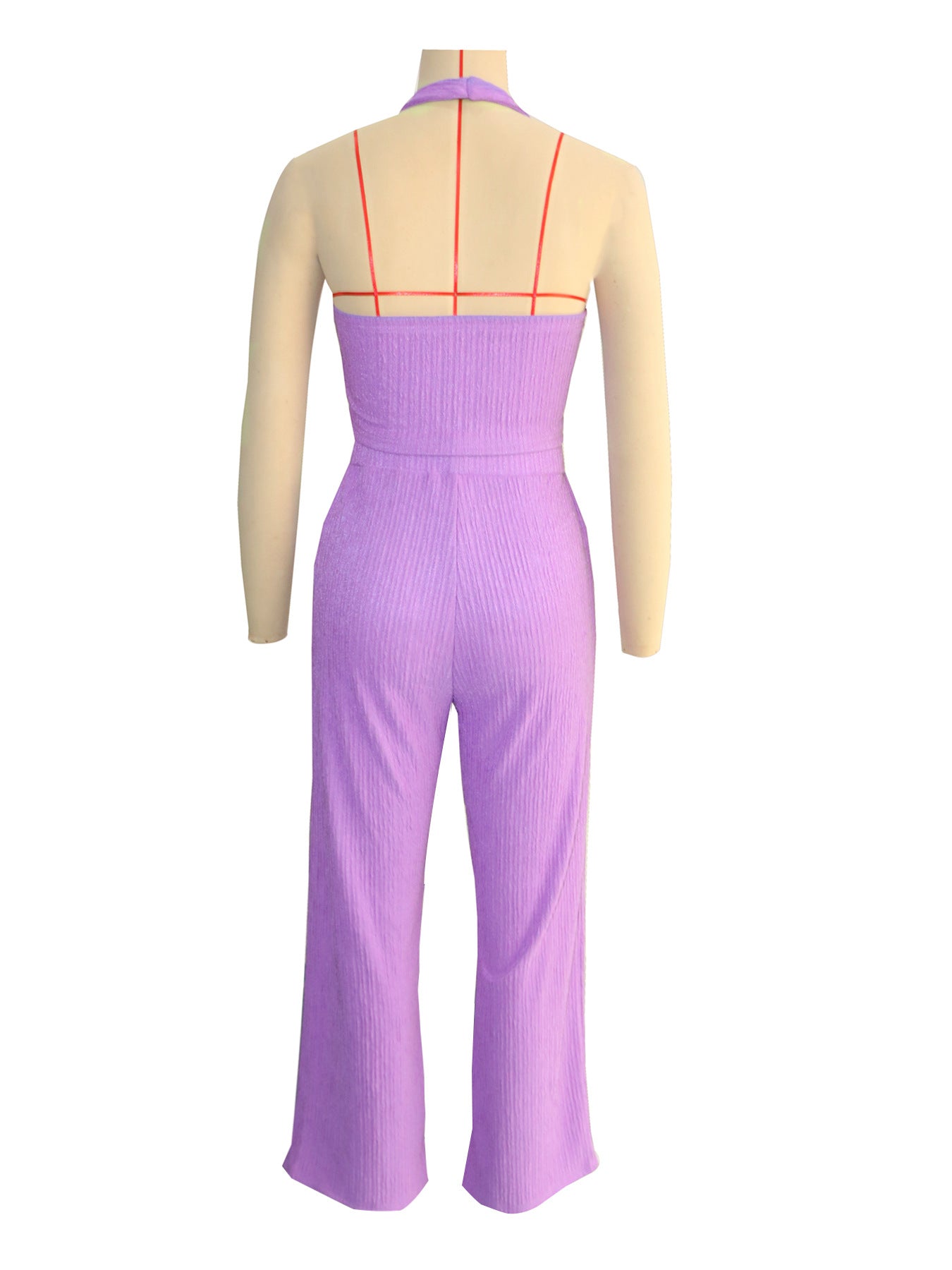 Women Halter Neck Crop Top and Wide Leg Pants Two-piece Set 8