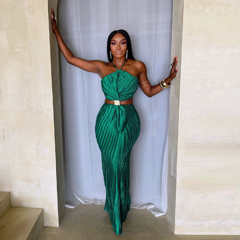 Women Pleated Sexy Lace-up Dress 4