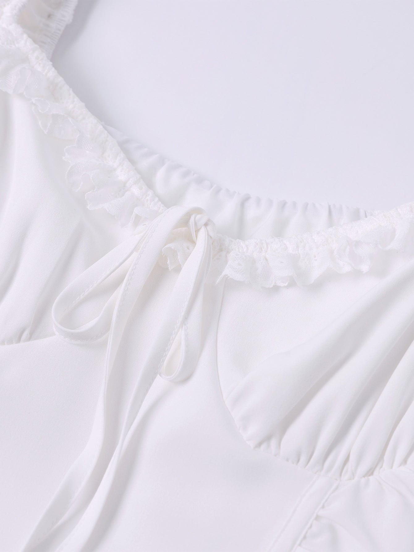 Women Summer Puff Short-Sleeved Solid Sexy Backless Lace-Up Maxi Dress 10