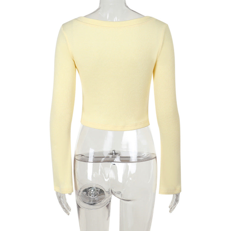 Women Casual knitting long-sleeved Crop Top 9