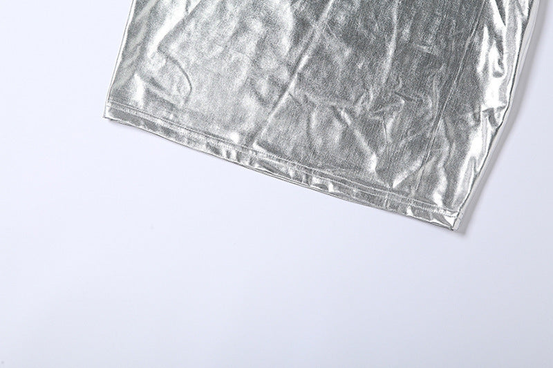 Women's Fashion Strapless Low Back Metallic Bodycon Dress 10