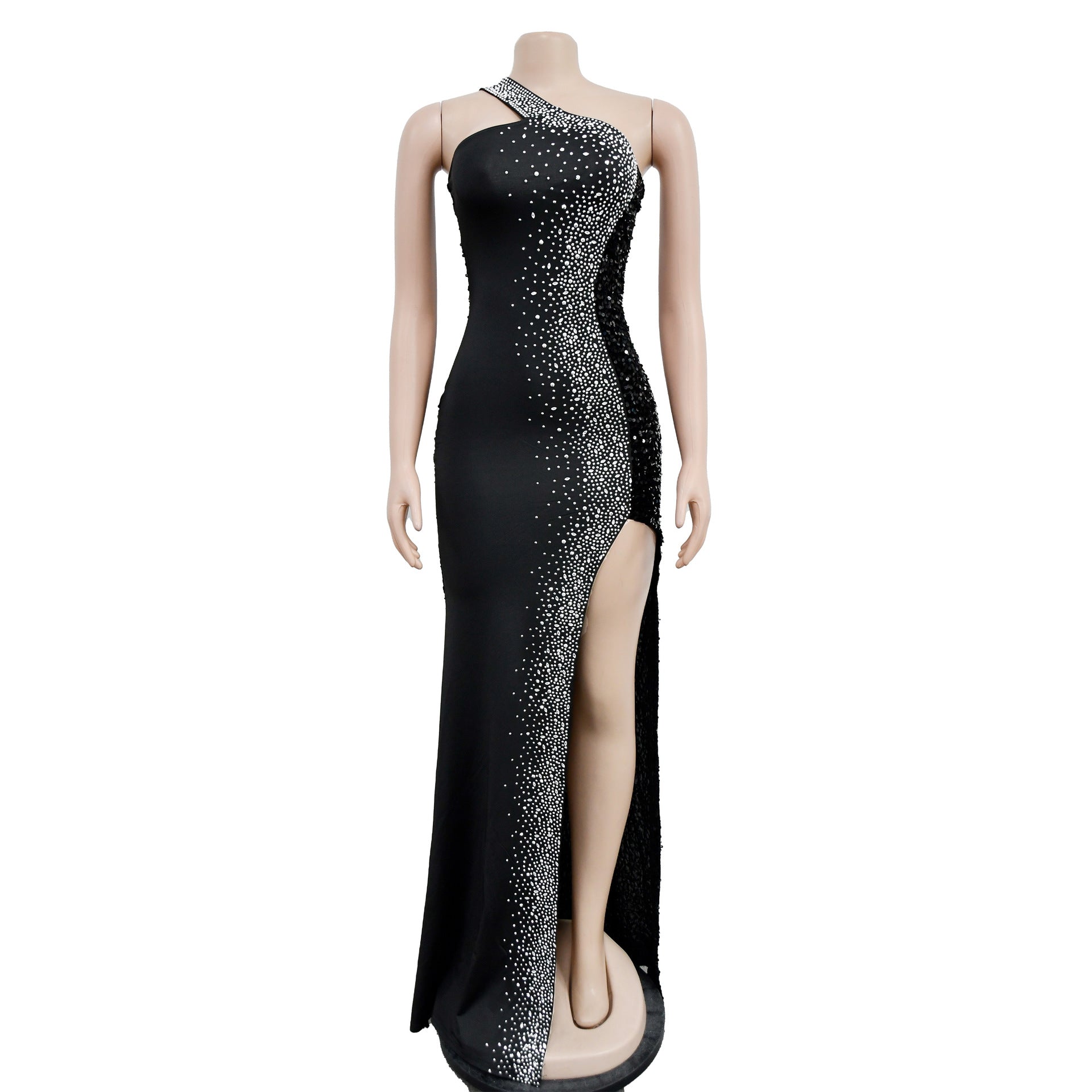 Women's Fashion Solid Color Beaded Sequin Sleeveless Maxi Dress 13