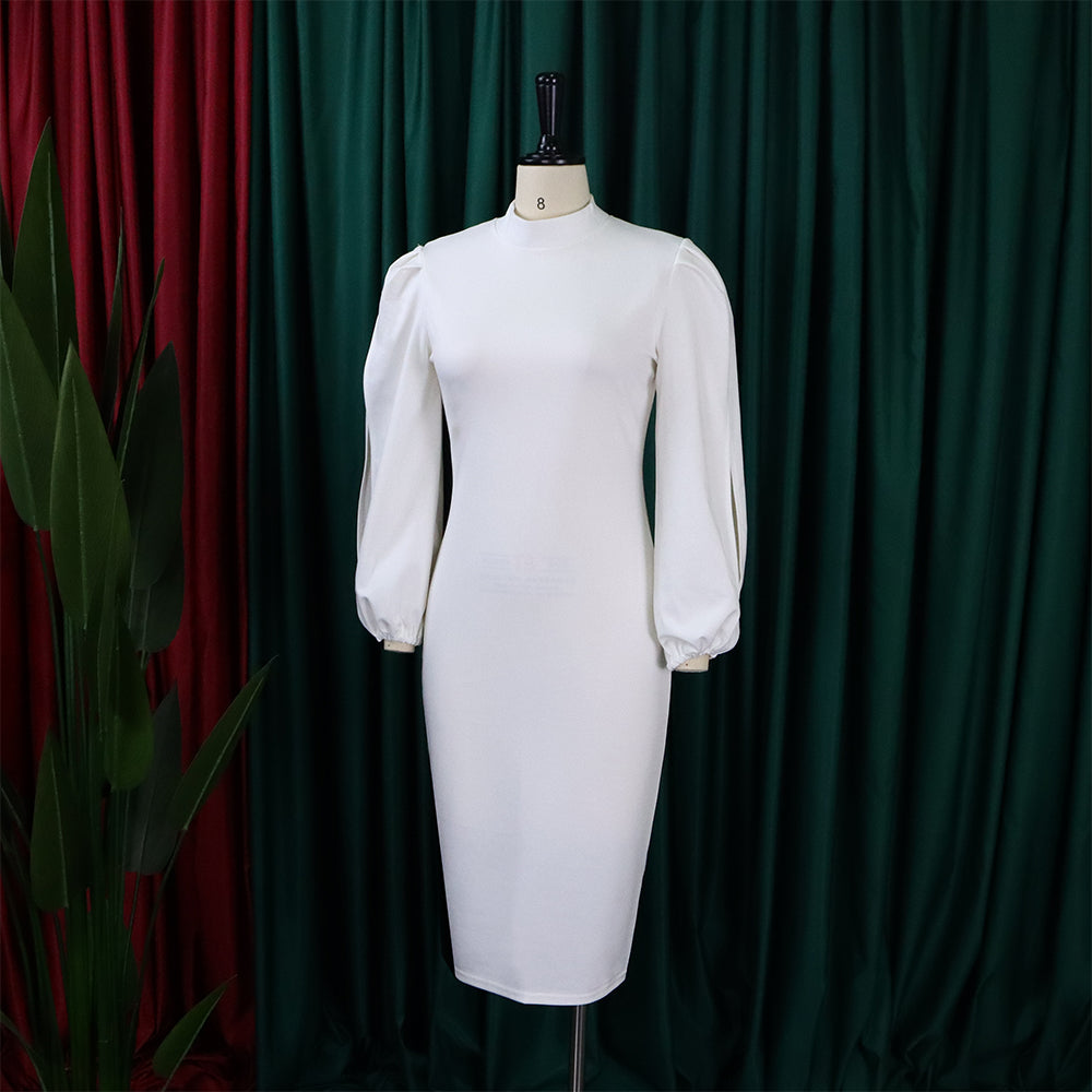 Plus Size Women Solid Color cut out sleeve bodycon Dress 11