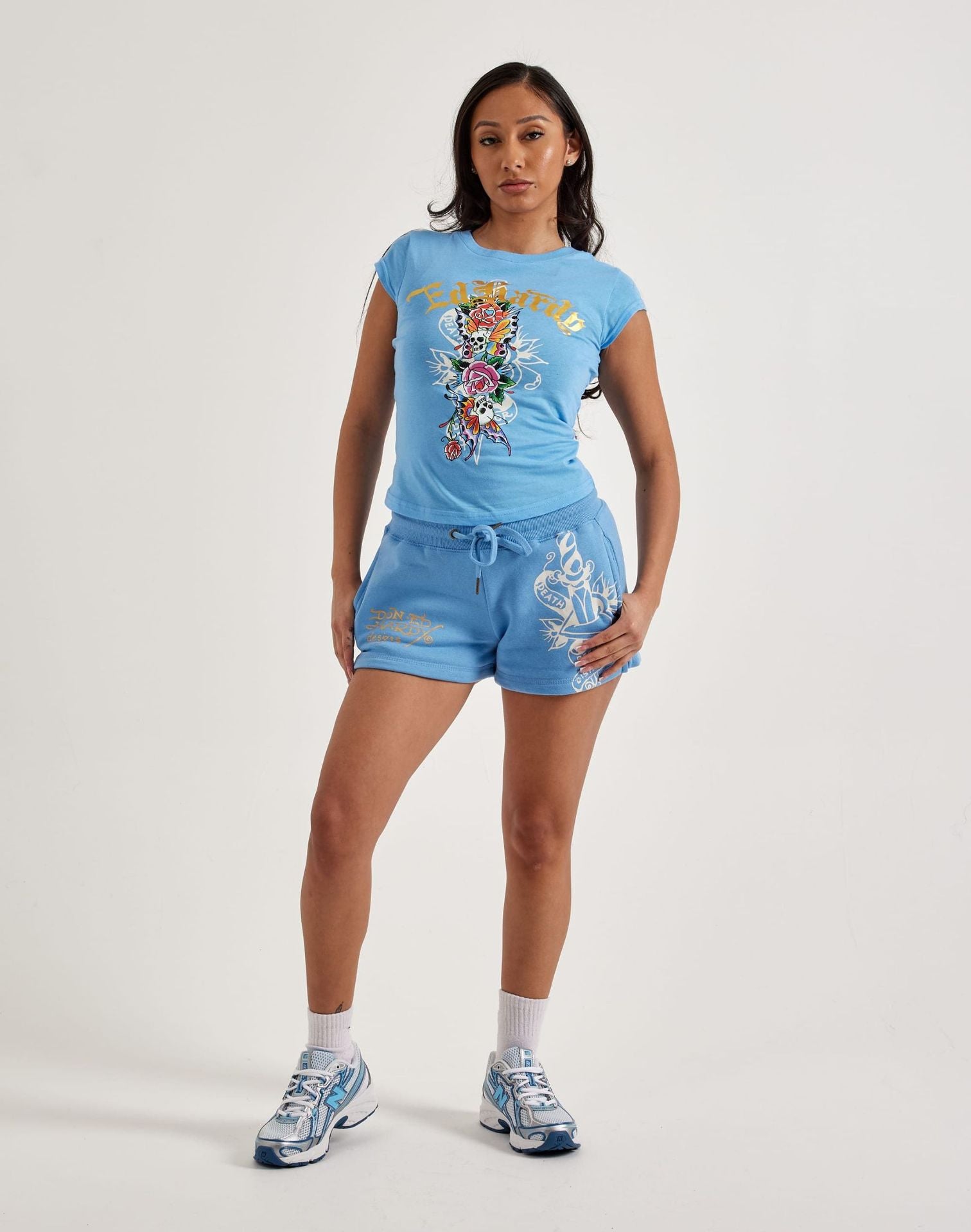 Women Print Short Sleeve Top and Shorts Two-piece Set 6