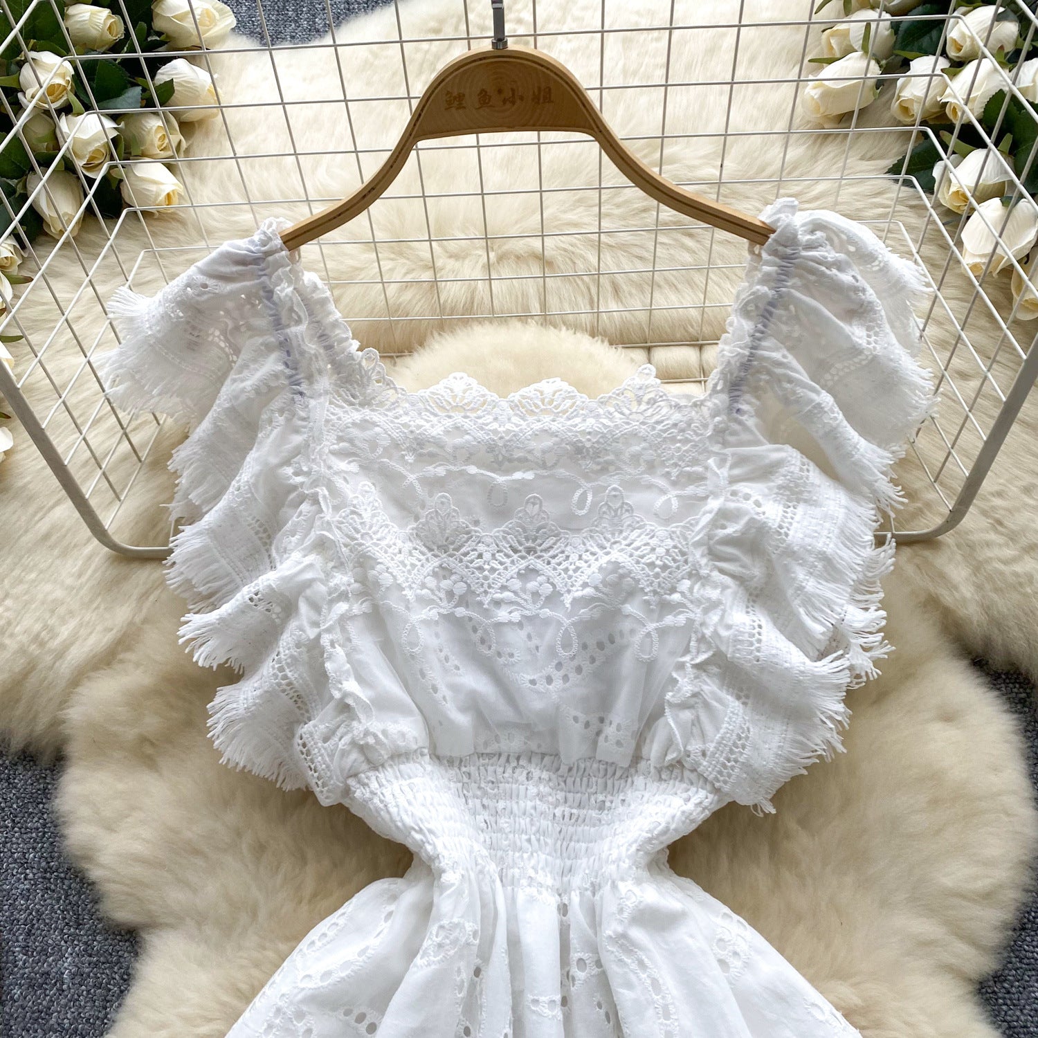 Women Summer French Lace Embroidered Dress 17