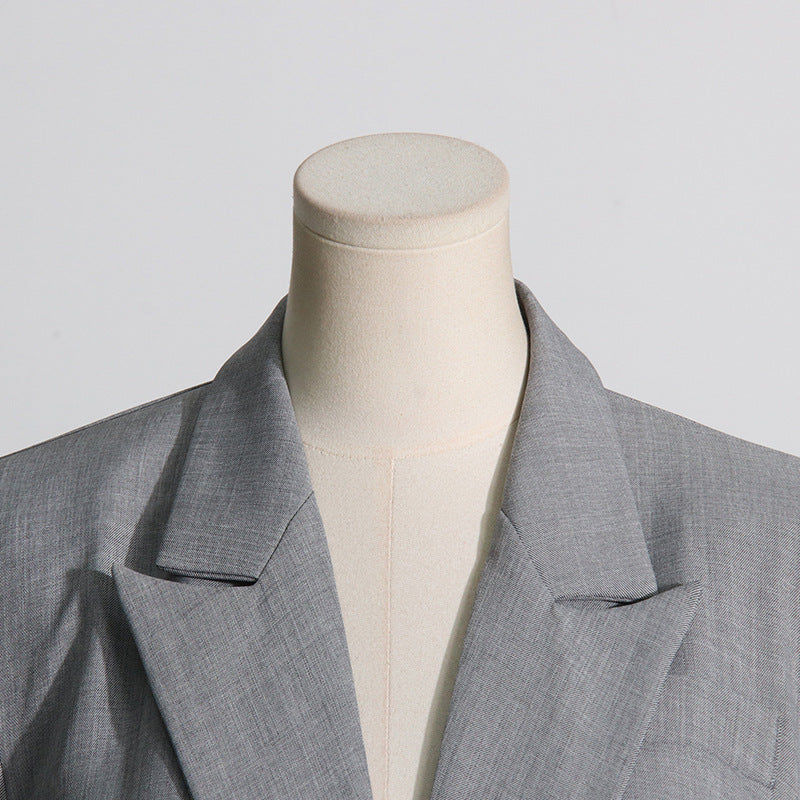 Autumn Chic Career Style Double Breasted Patchwork Ruffle Slim Waist Slim Fit Short Blazer 13