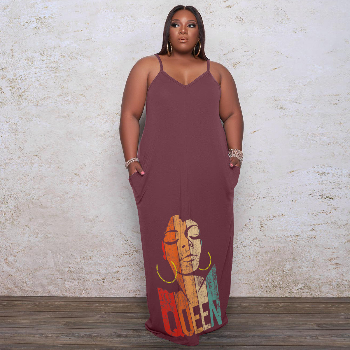 Plus Size Women Printed Slip Dress 6