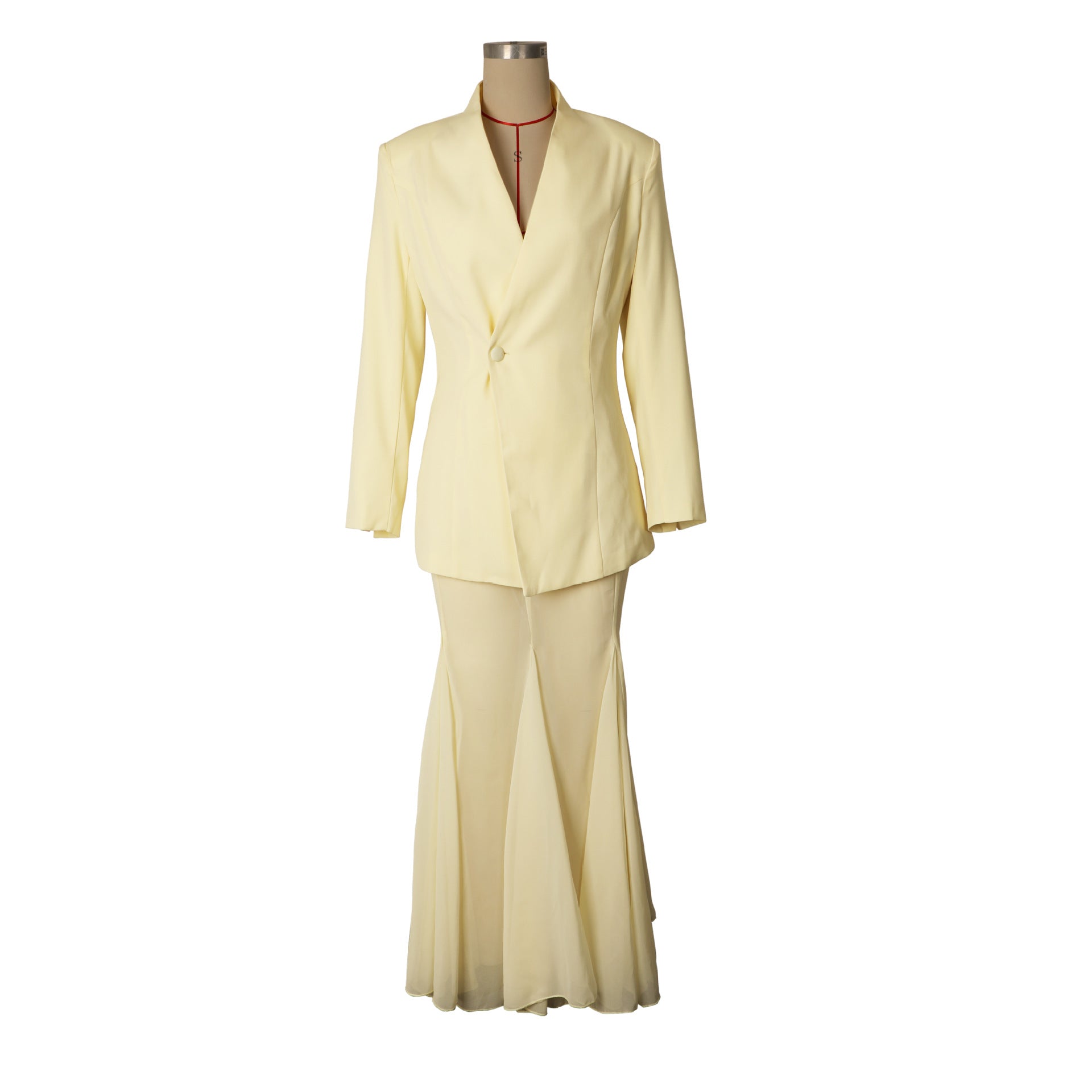 Women elegant autumn solid blazer and mesh two-piece skirt 8