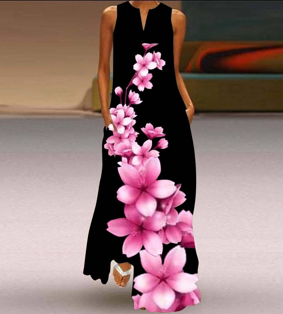 Summer women's sleeveless dress v-neck printed face dress 54