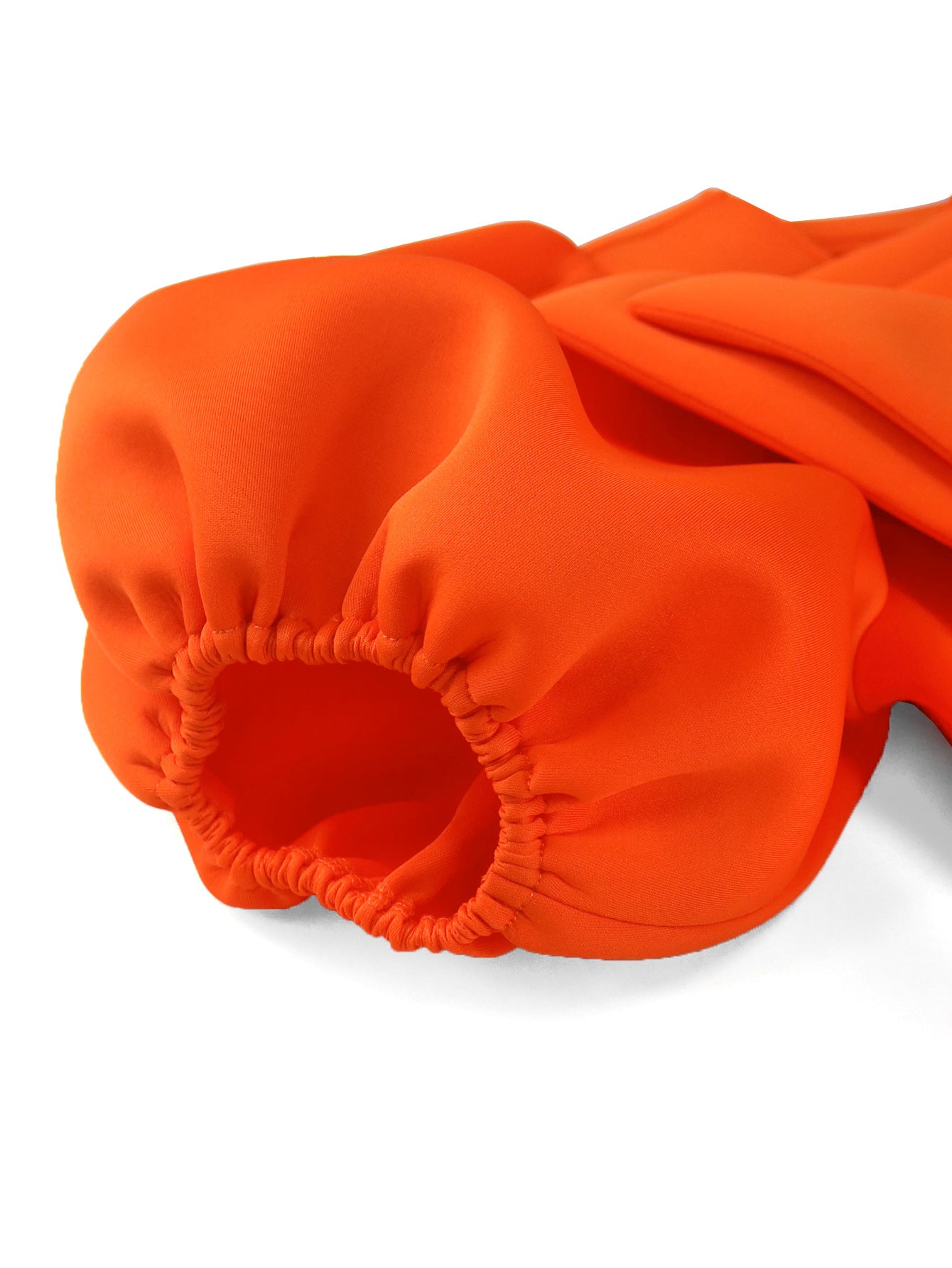 Elegant Puff Sleeve Round Neck Dress Bow Accent High Waist Party Gown 10