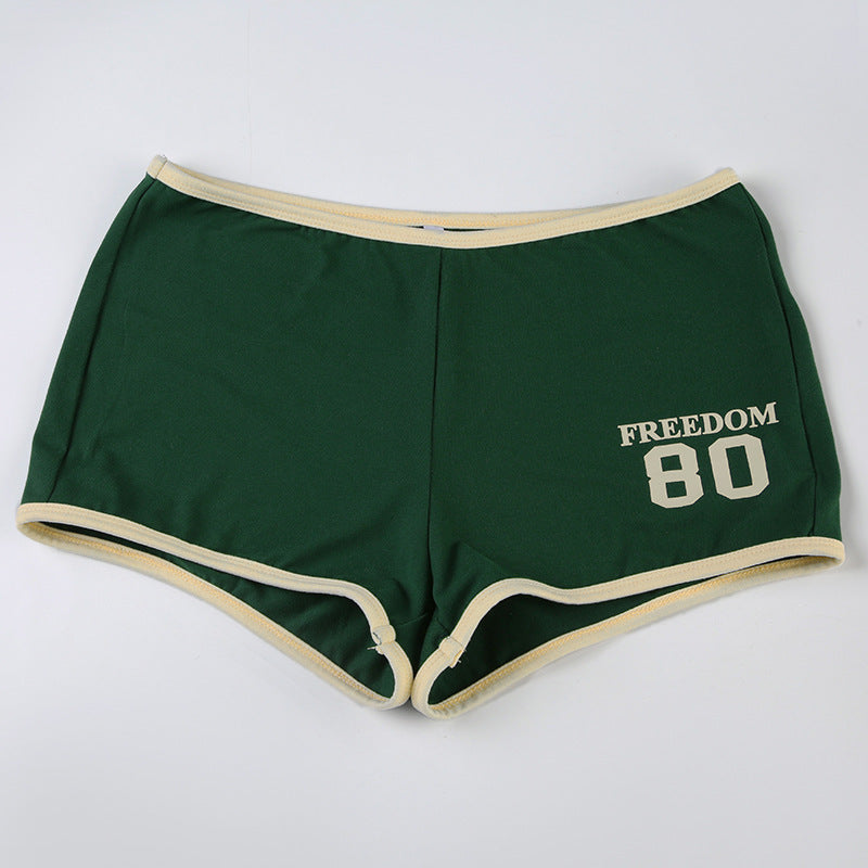 Women Sports Digital Print Contrast Short Sleeve Crop T-shirt and Shorts Casual Two-piece Set 17