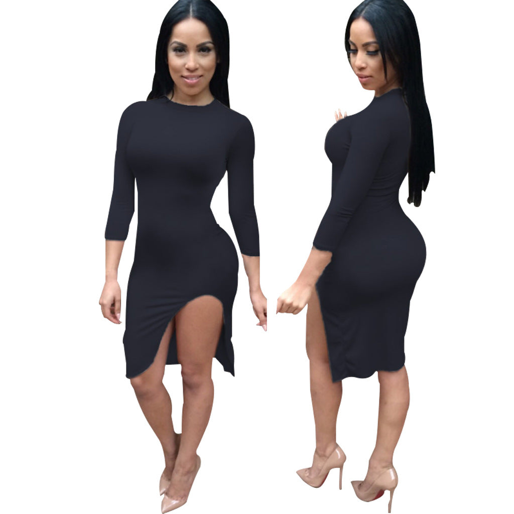 Sexy And Fashionable Solid Color Slit Women's Dress 10