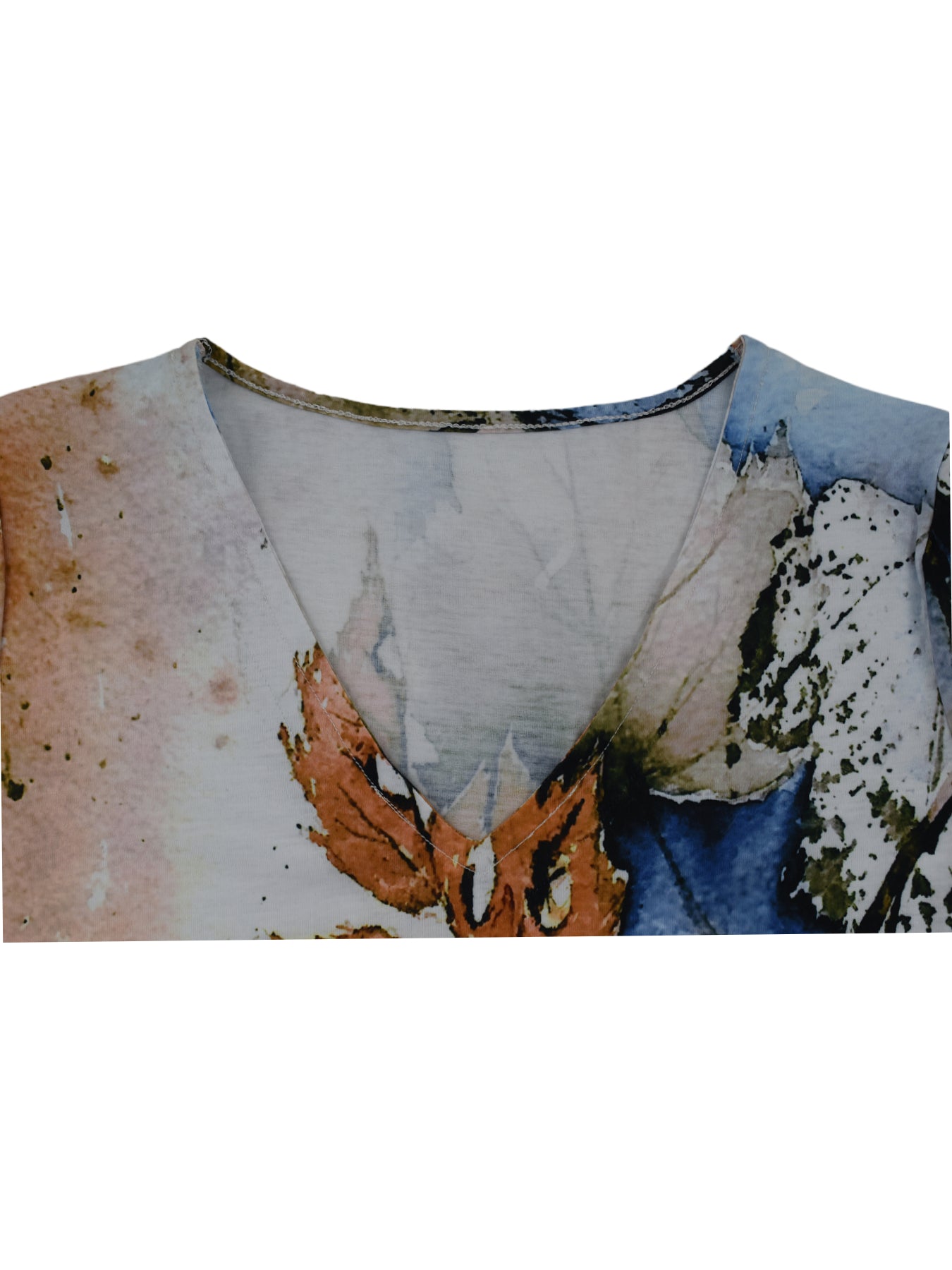 Fallen Leaves Print V-Neck Short Sleeve Casual Dress 6