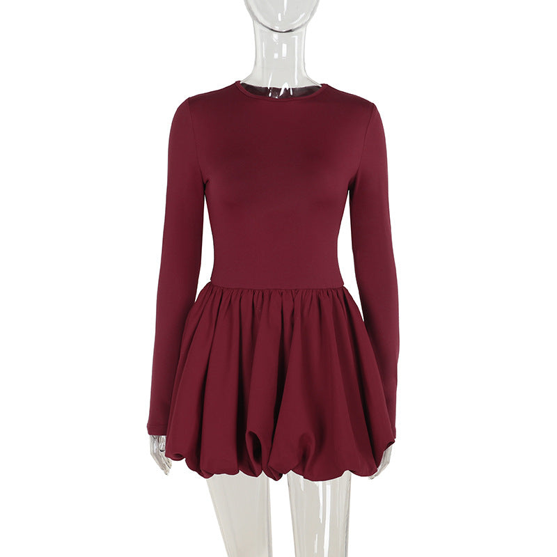 Women Elegant flower bud backless long sleeve dress 7