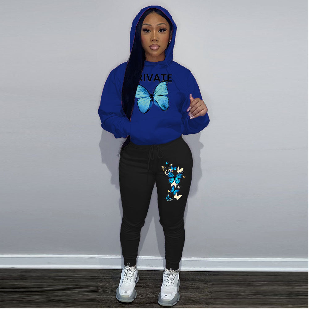 Plus Size Women's Fashion Print Contrast Color Tracksuits Sports Two-Piece Pants Set 8