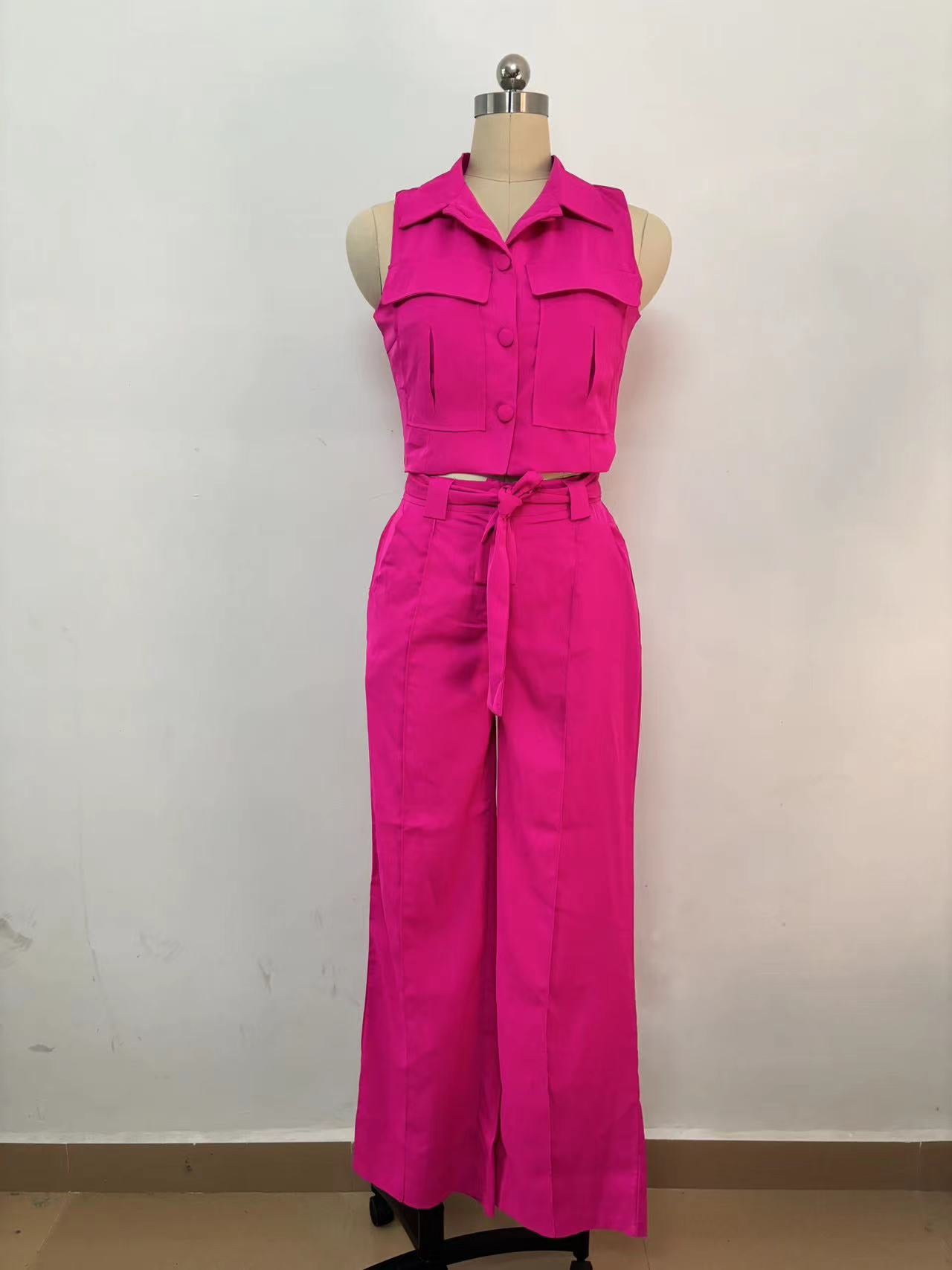 Fashion Casual Suit Women's Sleeveless Summer Shirt Trousers Women's Two-Piece Set 13