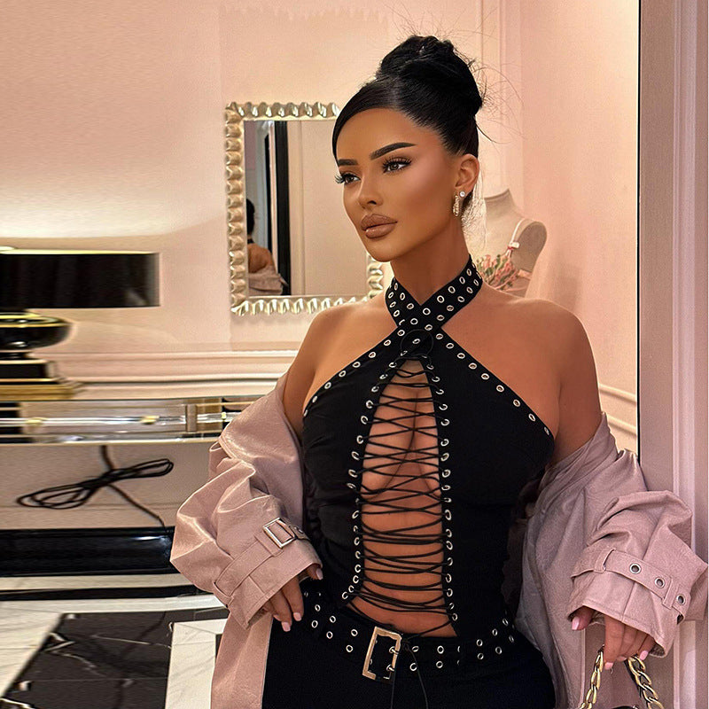 Women autumn Lace-Up sexy Jumpsuit 5