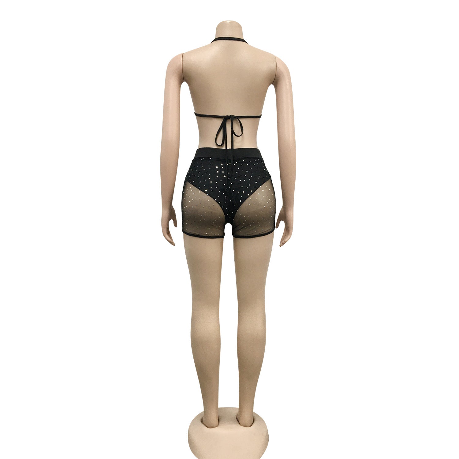 Fashionable women's mesh sequin two-piece Shorts Set 13