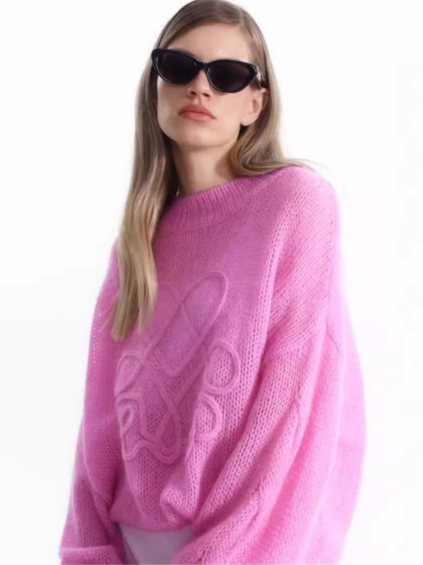 Women Casual Long Sleeve Round Neck Sweater 5