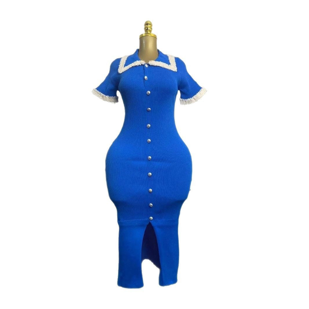 Women's Summer Round Neck Knit Midi Dress 9