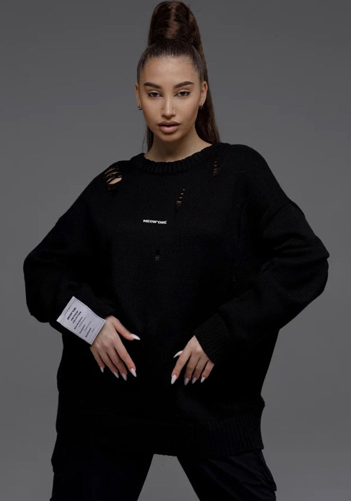 Ripped Sweater Autumn Winter Women's Loose Casual Knitting Top