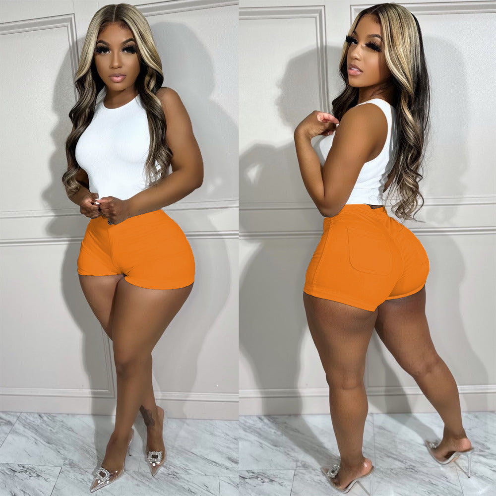 Elastic High-Waist Pocket Shorts 3