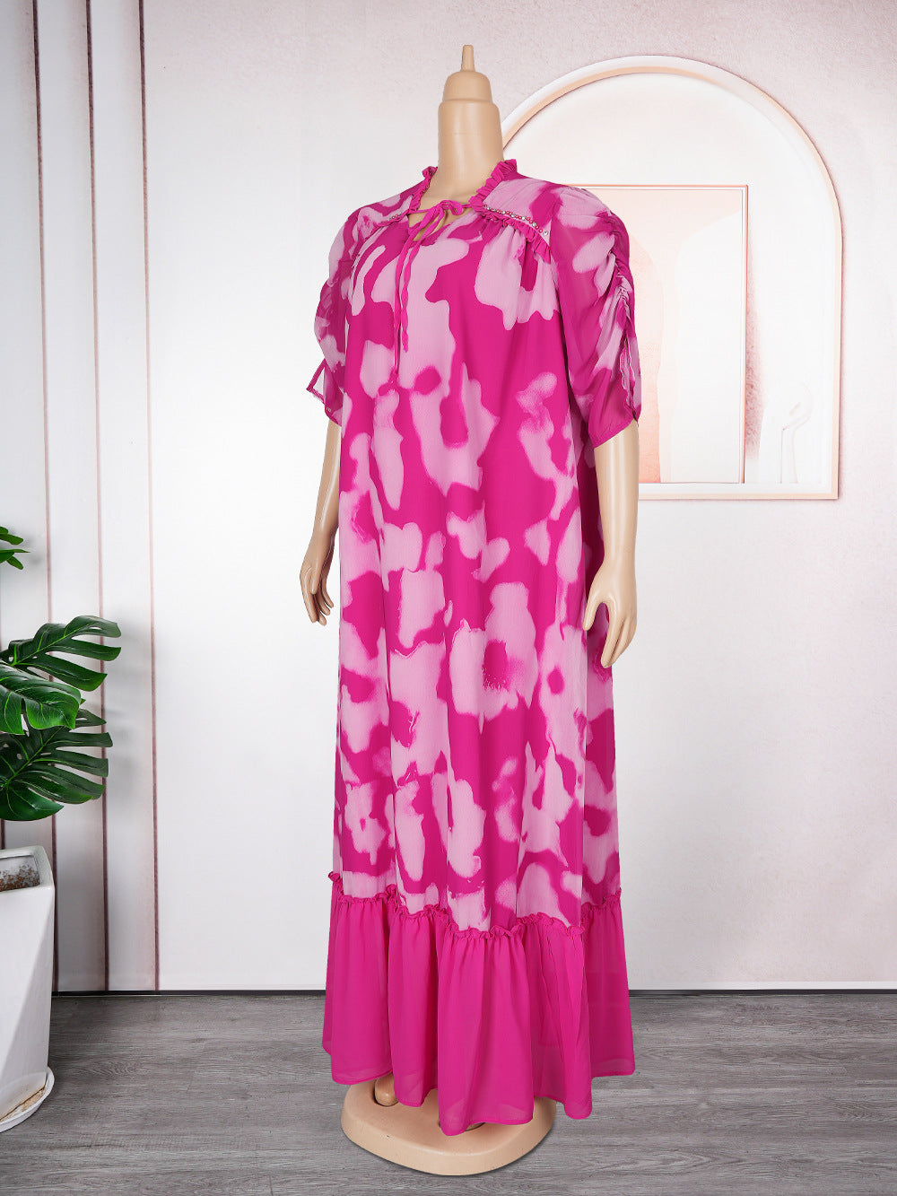 Plus Size African Women Chiffon Print Dress 13