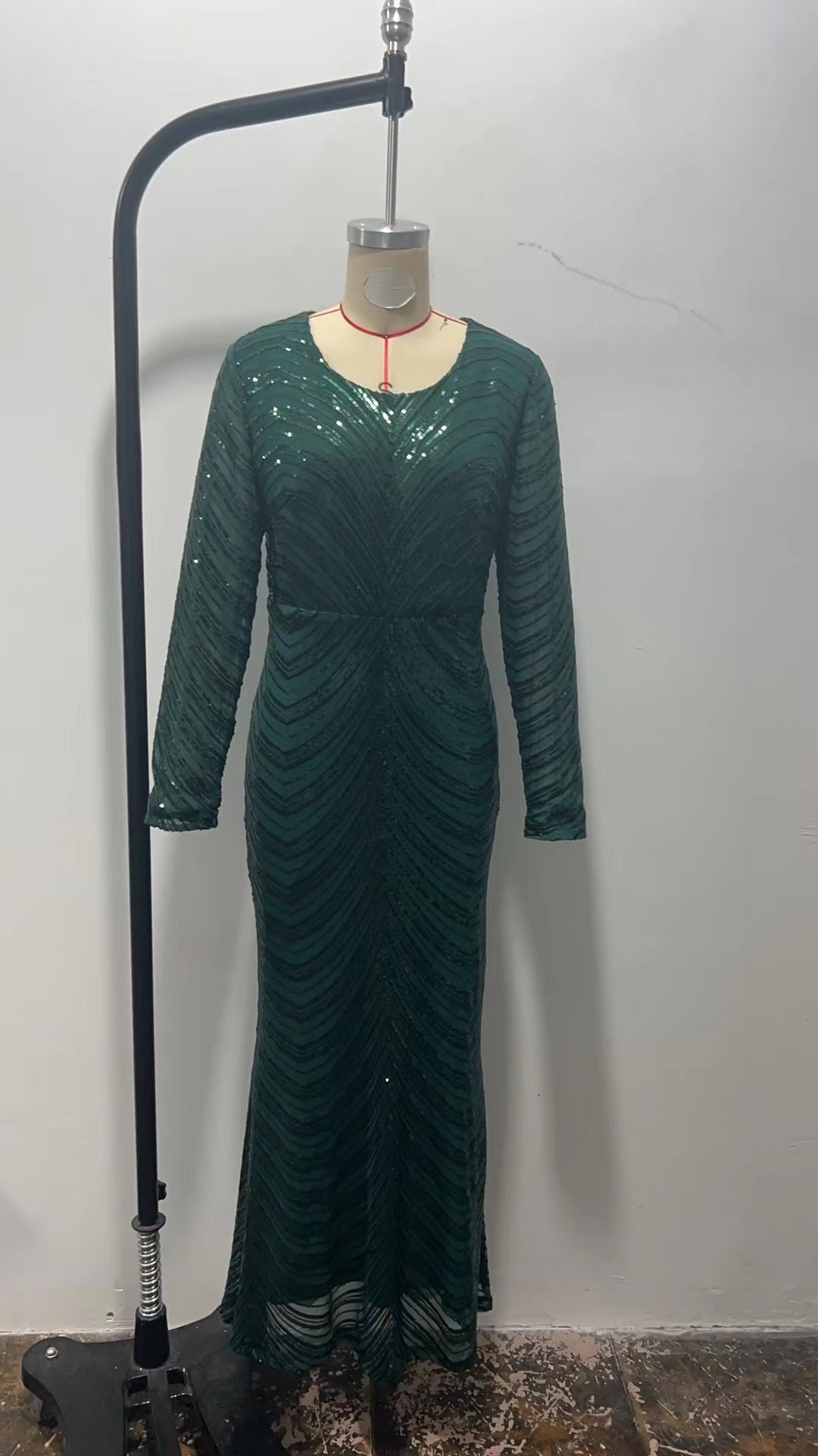 Women Sequin Elegant Formal Party Long Sleeve Evening Dress 5